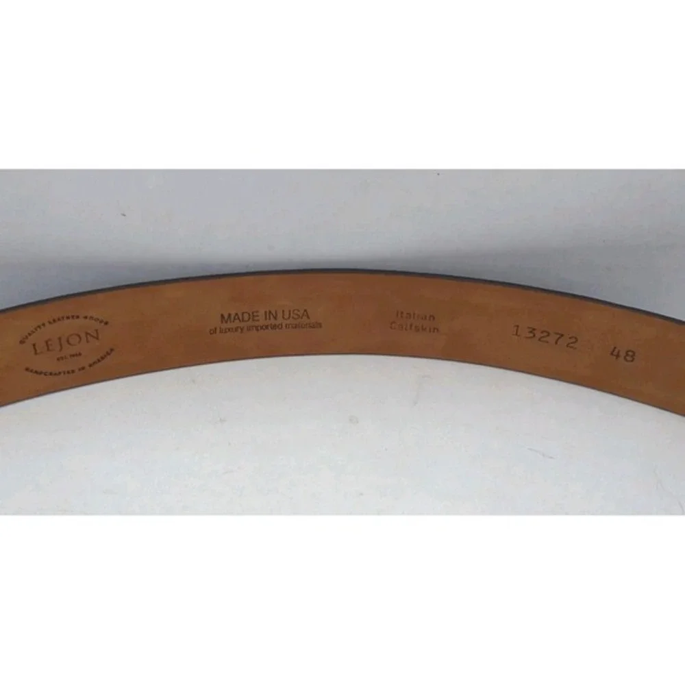 Lejon Brown Le Bernardin Italian Calfskin Leather Belt Sz‎ 48 USA Made Lizard
